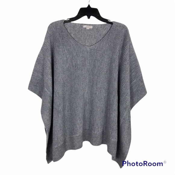 Loft Gray Ribbed Knit Poncho - Picture 2 of 11